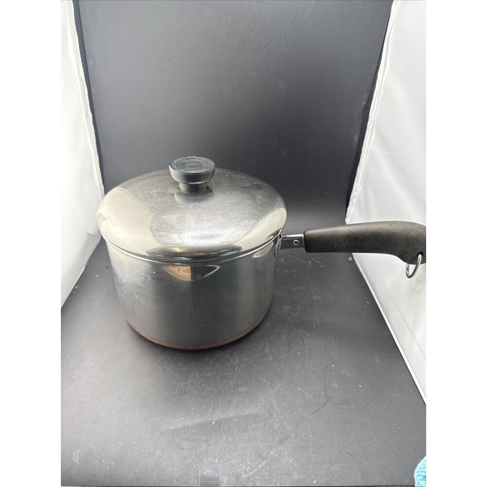 Vintage Revere Ware 3 Qt Saucepan Copper Bottom w/ Lid 89T Clinton IL USA